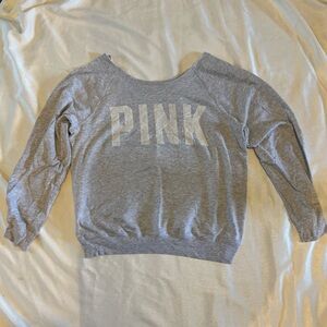 Victoria’s Secret PINK Grey Off-the-Shoulder Sweatshirt – Size S